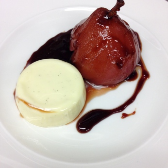 Panna Cotta and Chianti Poached Pear